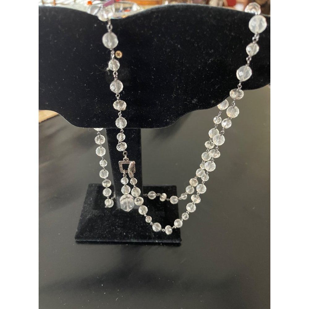 Silpada N1503  Sterling Sliver Toggle & Clear Crystal Necklace 35” Long